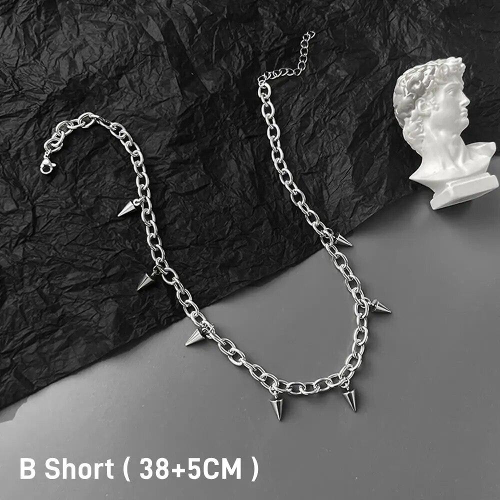 

Ожерелье с заклепками в стиле хип-хоп для мужчин и женщин, титановый стальной конус, кулон, свитер, цепочка, колье, ювелирные изделия, мужские крутые аксессуары в стиле панк 41cm-50cm