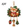 Holiday Party Supplies Christmas Fox Hanging Ornament, Wooden Cute Pendant with Glove Bell Tree Festive Decoration Charms, for Door Mantel Tree,
