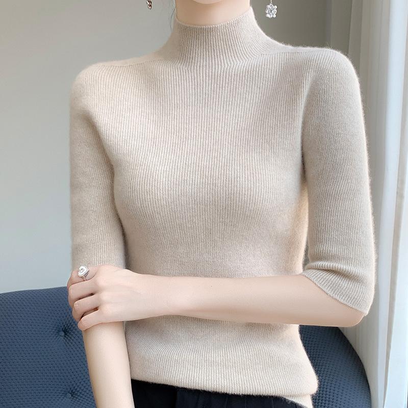 

Трикотажная базовая рубашка с полуворотником для женщин, приталенная и омолаживающая, универсальный свитер со средним рукавом, приятный к коже и теплый топ из флиса Энди XXL