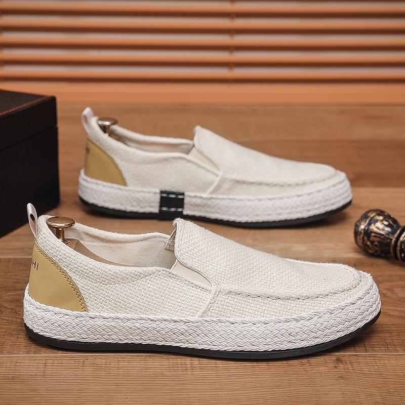 Fashion Summer Casual Loafers Men Breathable Slip On Urban Shoes Men Classic Linen Canvas Sneakers Male Light Flats Lazy Shoes Cheap
