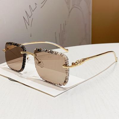 Occhiali da Sole Quadrati Senza Montatura Vintage Donna Per Uomo Marca di Lusso Designer Occhiali da Sole Punk Popolari Metallo Taglio a Diamante Occhiali