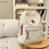 Schoolbag Corduroy Backpack Female Simple Large Capacity Junior High School Student School Bag American High School Retro Backpack Computer Bag