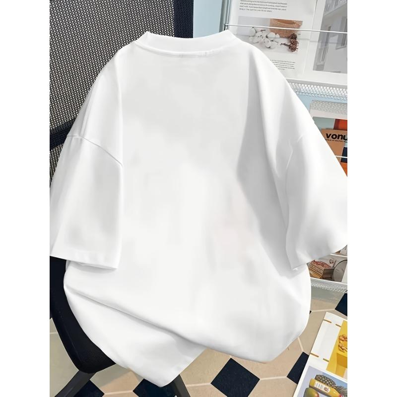European sizes 100% pure cotton cartoon printed short sleeved round neck T-shirt for summer new loose and chic pure cotton top