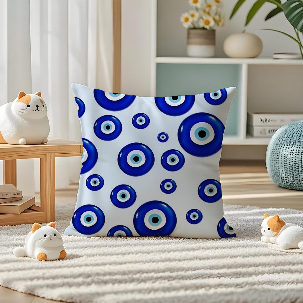 Custom EEvil Eye Luxury Pillow Case Silky elegant Comfort Sofa Bed Invisible zipper