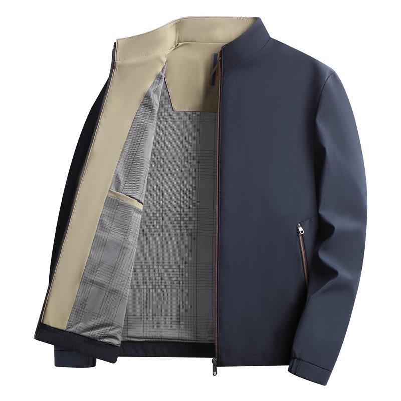 Jacket Men's Autumn Senior Sense Middle-aged and Elderly Stand-up Collar Windproof Dad Casual Business Men's Fashion Versatile Top