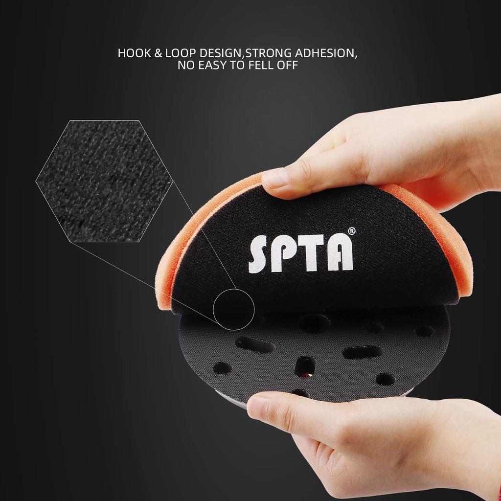 Buffing Sponge Pads, SPTA 5Pcs 6.5 Inch Face For 6 Inch 150Mm Backing Plate Compound, Cutting Polishing Pad Kit For Car Buffer Polisher Compounding,