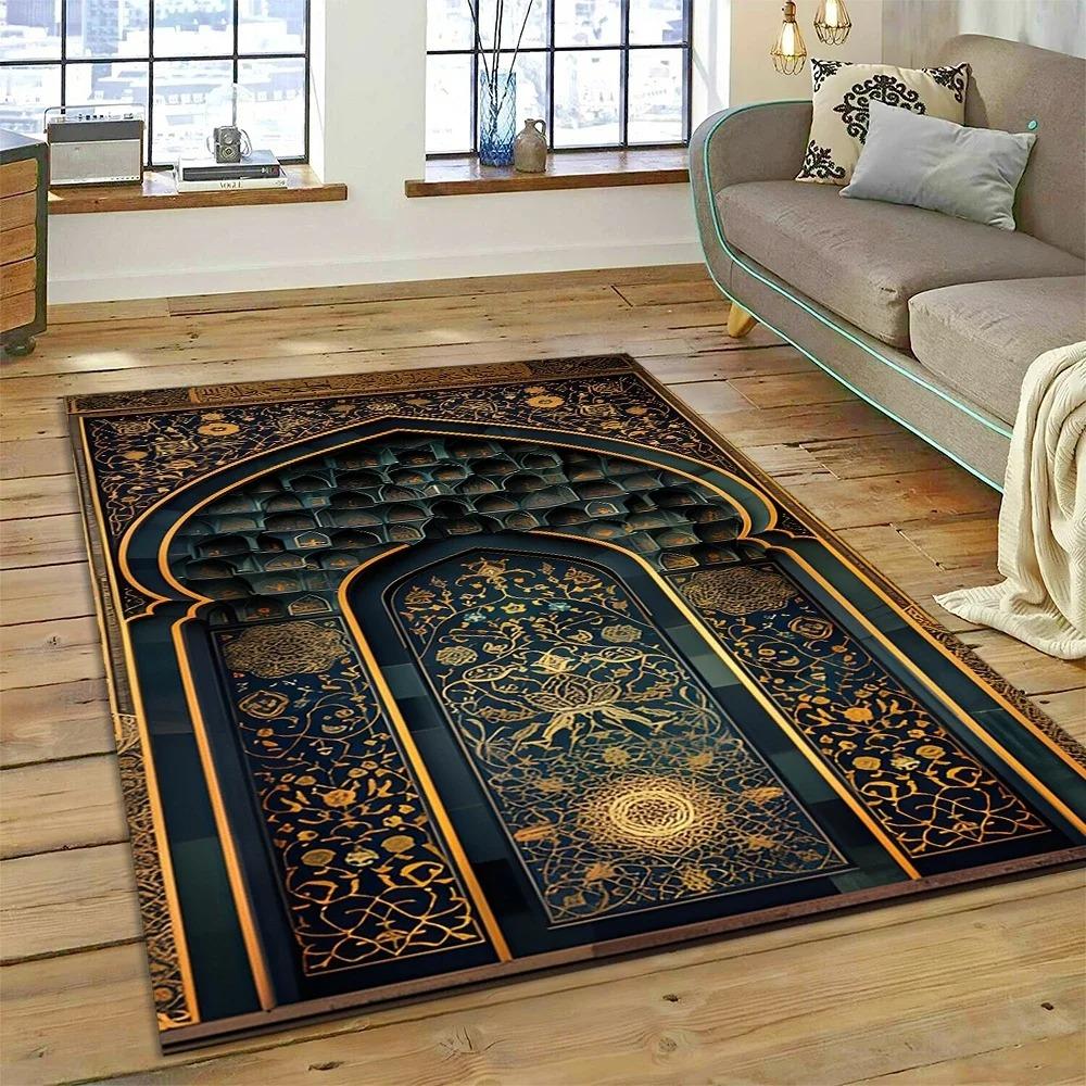 Muslimischer Islam Gebetsteppich zur Wohnzimmerdekoration Teppiche Zuhause Sofa Kaffeetisch Rutschfest Schlafzimmer Bettseite Bodenmatte Waschbar