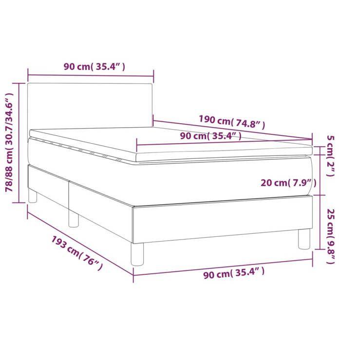 3140975 vidaXL Divan Bed with Mattress Black 90x190 Cm Faux Leather
