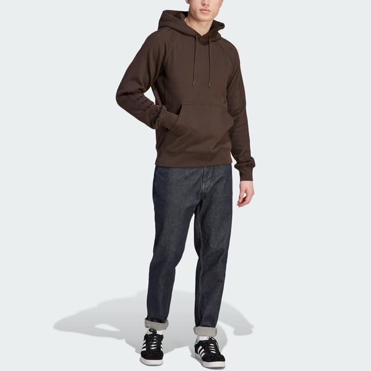Adidas Originals Blue Version Essentials Hoodie Solid Color Long Sleeve Hooded Sweatshirt Men Hoodies Dark-Brown IL6157