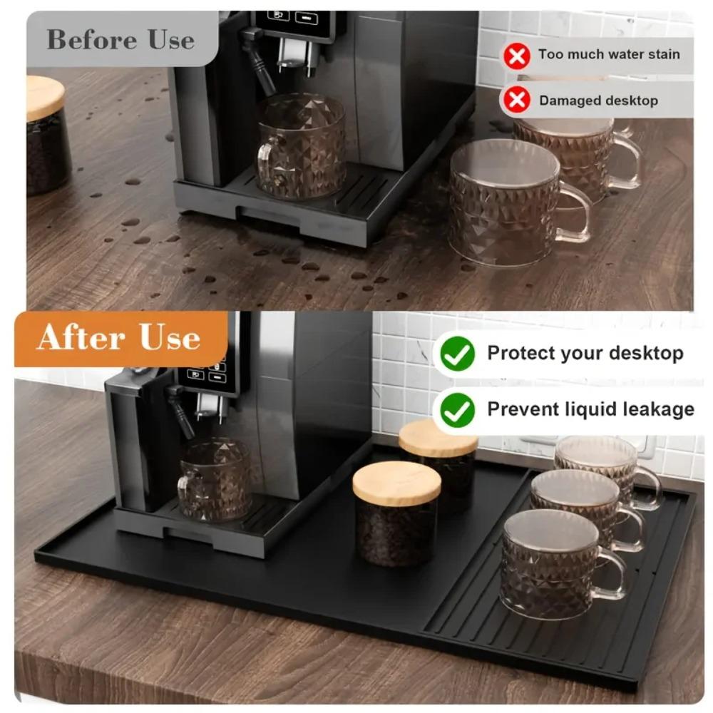 Silicone Coffee Mat Espresso Bar Mat with Detachable Spill Proof Dish Drying Mat Heat Resistant Non Slip Kitchen Pad Coffee Tool