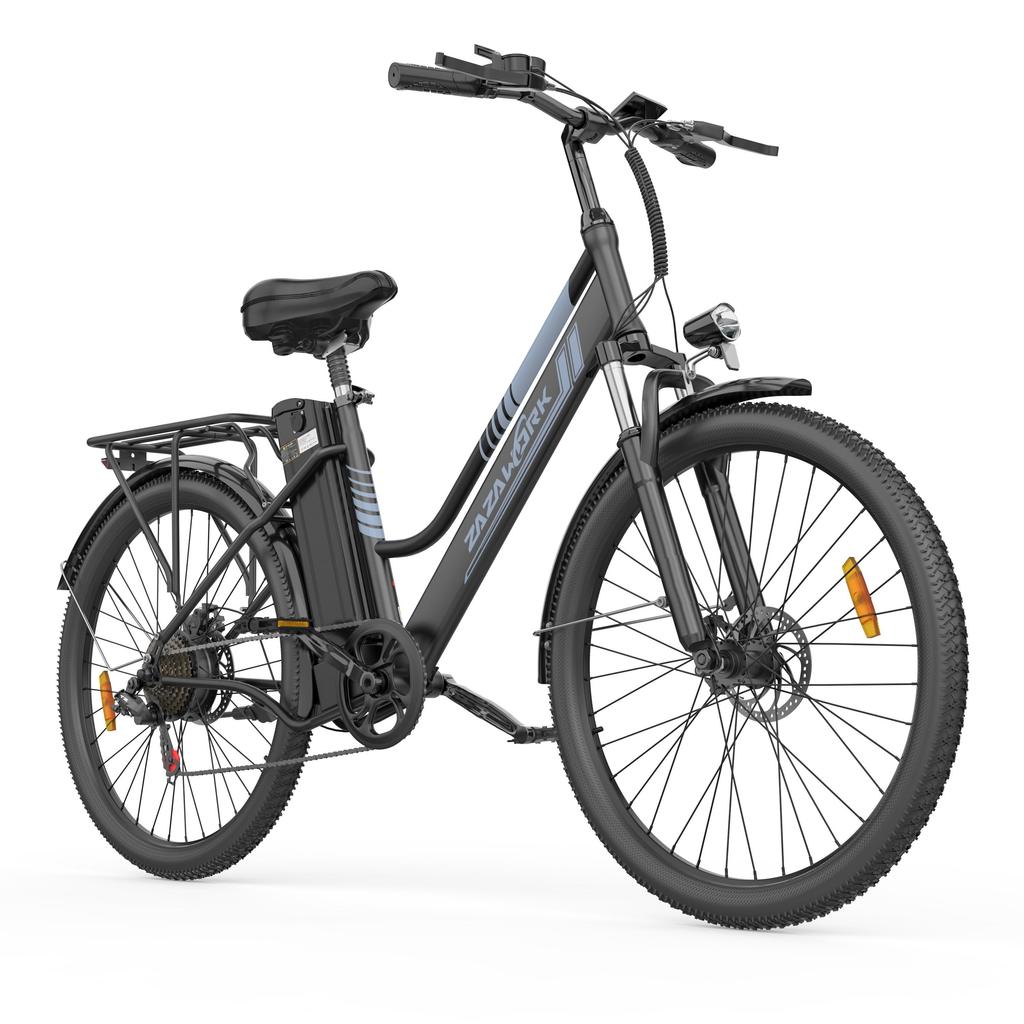 ZAZAWORK C26 Pro Urban Electric Bicycle 250W Motor 36V20Ah Battery 26 Inch Wide Tires 25KM/H Speed 120KM Range E-Bike With Two Seat