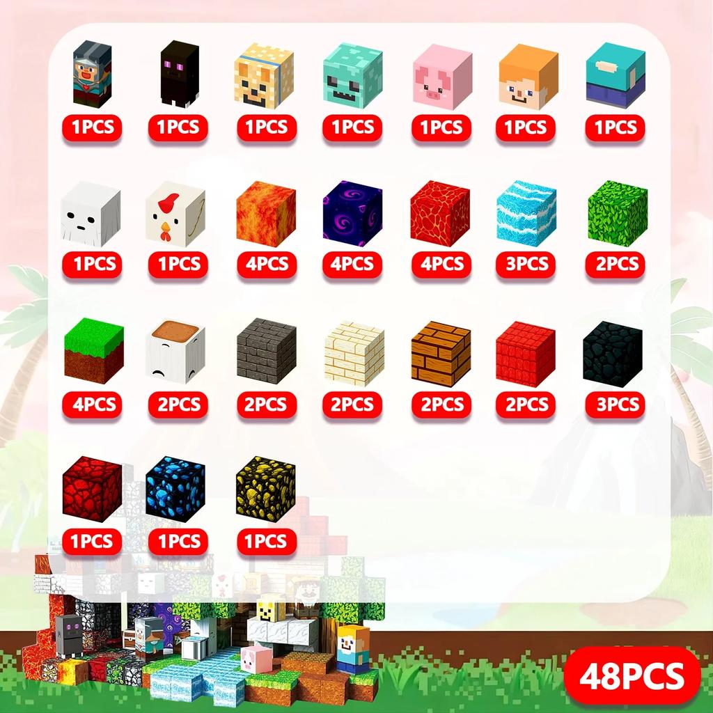 Non-Toxic New Magnetic Building Blocks Magnet Cube Pixel Style Brick Toy Storage Box Lid Can Hold Figures Toys Children Gift