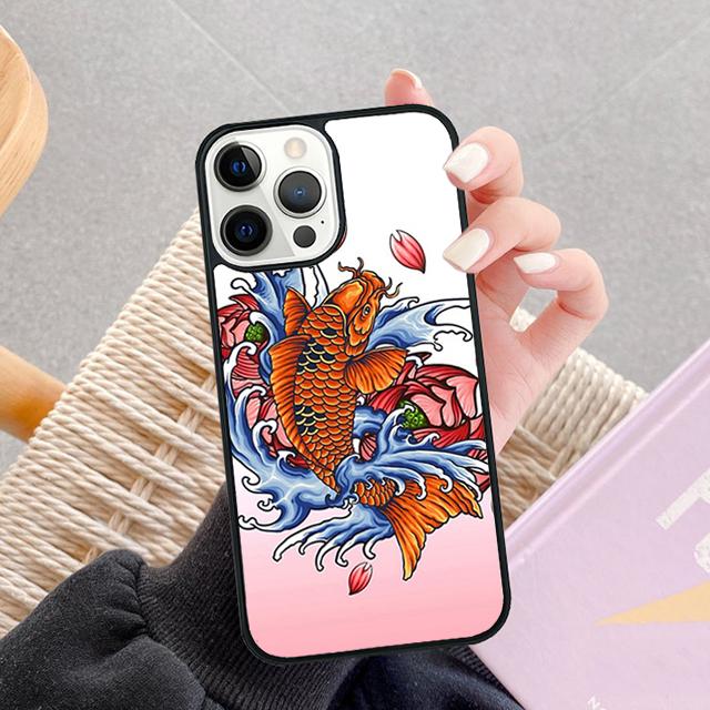 Tattoo Japanese Koi Dragon Wave Phone Case For iPhone 17 Air 13 12 14 15 16  Cover For Apple Pro Max Plus SE Coque