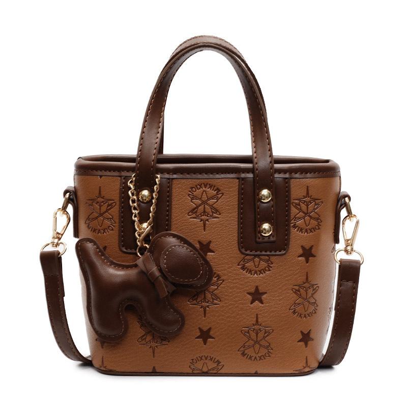 Hot-selling Korean Version of High-end Embossed Fashion Portable Bucket Bag Casual Versatile Commuter Temperament Messenger Bag Woman