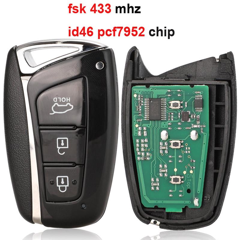 jingyuqin Smart Car Key For Hyundai Santa Fe IX45 2013 2014 3 Button 433mhz ID46 Electronic Chip 7952 Keyless Entry Remte Key full key