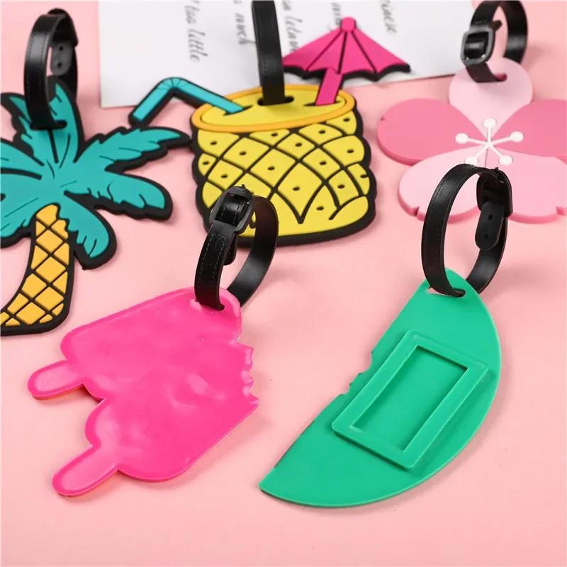 Silica Gel Cartoon Fruit Luggage Tags Suitcase ID Address Label Holder Baggage Boarding Tags Women Men Travel Accessories