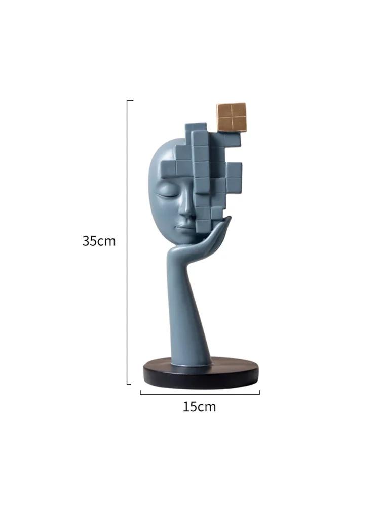 Abstract Face Sculpture Crafts High-end Character Figurine Living Room Wine Cabinet Art Ornaments Home Decoration Gift