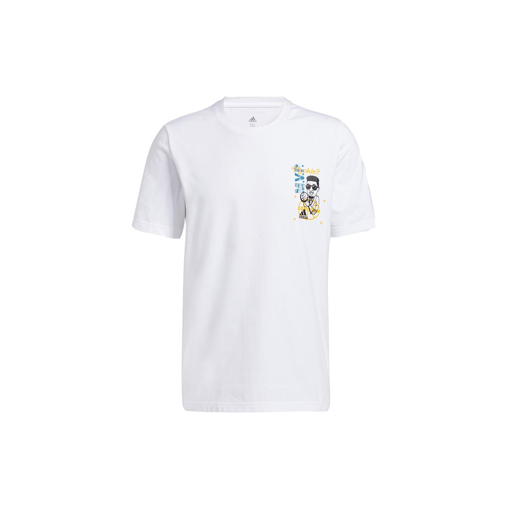 adidas T Shirts Men's White Crew Neck Moderate Straight Fit GP3438