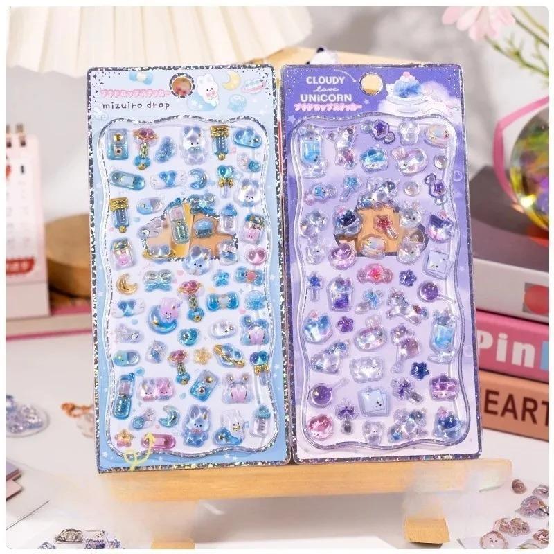 Original Cartoon Water Drop 3D Relief Crystal Stickers Cute Refrigerator Sticker Handbooks Decoration Creativity Reward Toy