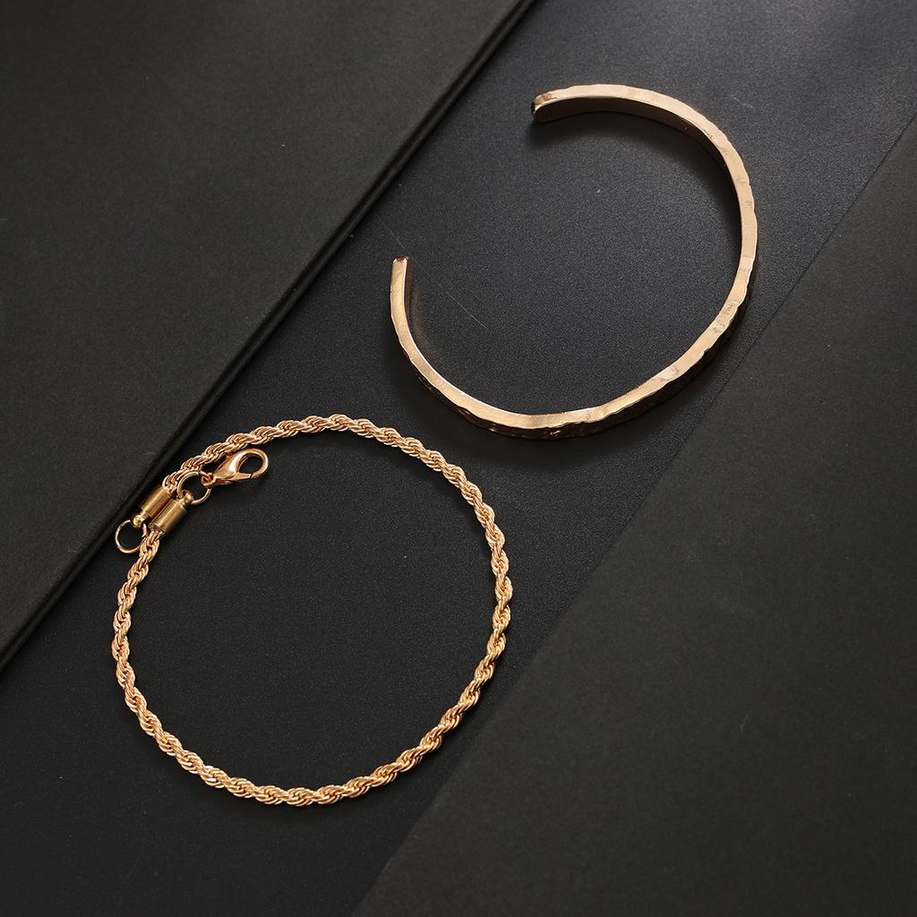 Open Bracelet Twist Thin Chain Two-piece Personalized Niche Versatile Bracelet Men