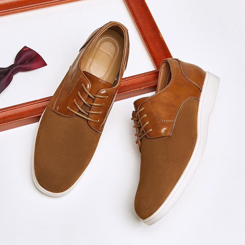 2024 British Style Men's Retro Derby Shoes: Genuine Leather, Round Toe, Lace-Up, Frosted Cow Suede for Spring & Autumn.