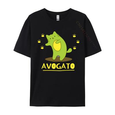 Avogato Katze Avocado Niedlich Lustig Miau T-Shirts Bedrucktes T-Shirt Party Premium Baumwolle Oberteile Klassische Oberteile T-Shirts Niedliches Haustier T-Shirt