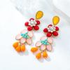 Pinkdudu Bohemian Style Fashionable Flower  Drop Earrings European American Exaggerated Niche Handmade Earrings PD2183