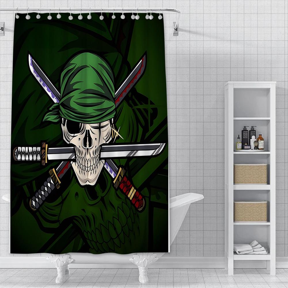 Shower Anime For L-Luffys Curtain Waterproof Polyester Fabric Paint Colorful Bath Curtains Home Bathroom Decor Curtain With Hook YL90x180cm