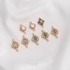 14K Gold-Filled Vintage Floral Vine Rhombus Pendant with Colored Zircon for DIY Jewelry Accessories