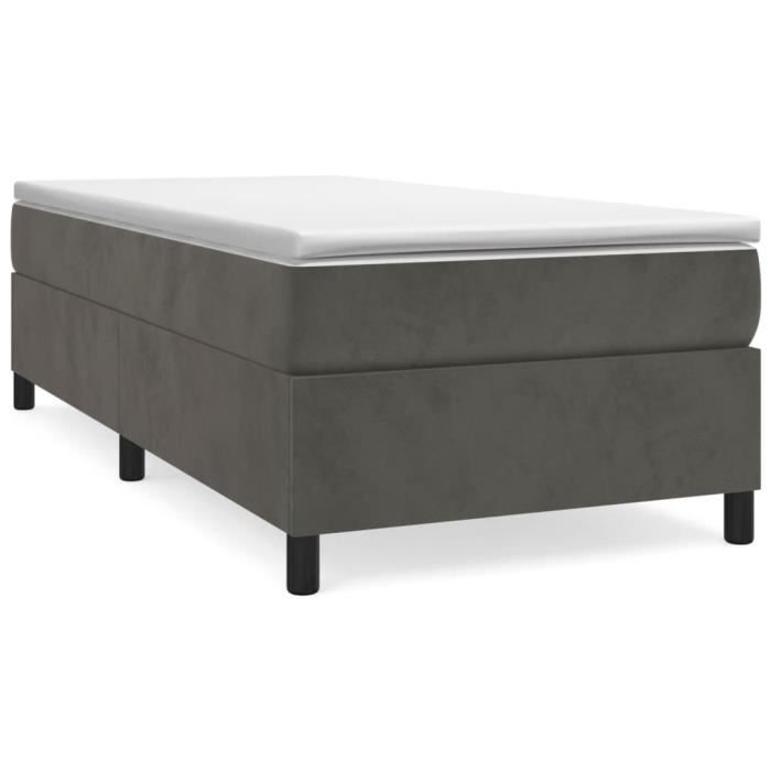 3144646 vidaXL Lit à sommier tapissier et matelas Gris foncé 80x200 cm Velours