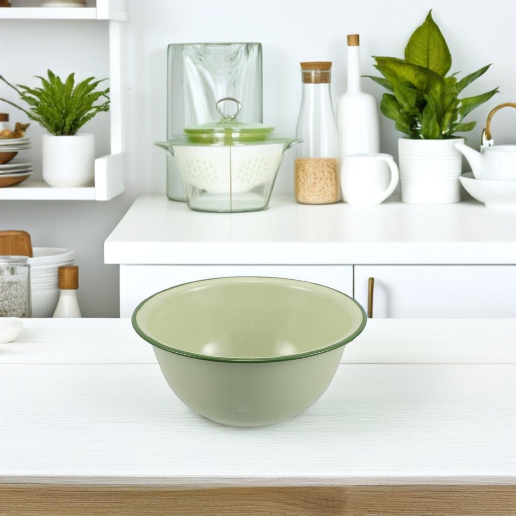 Vintage Enamel Bowl 15.5Cm Retro Soup Noodle Serving Mixing Basin For Kitchen Dining Asian Ramen Hotpot Wear Resistant