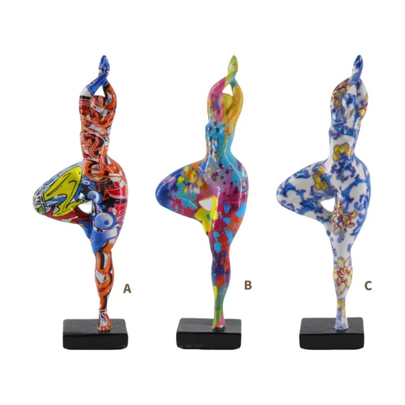 Modern Dancing Lady Statue Colorful Graffiti Resin Abstract Woman Sculpture Perfect For Living Space And Office Decors