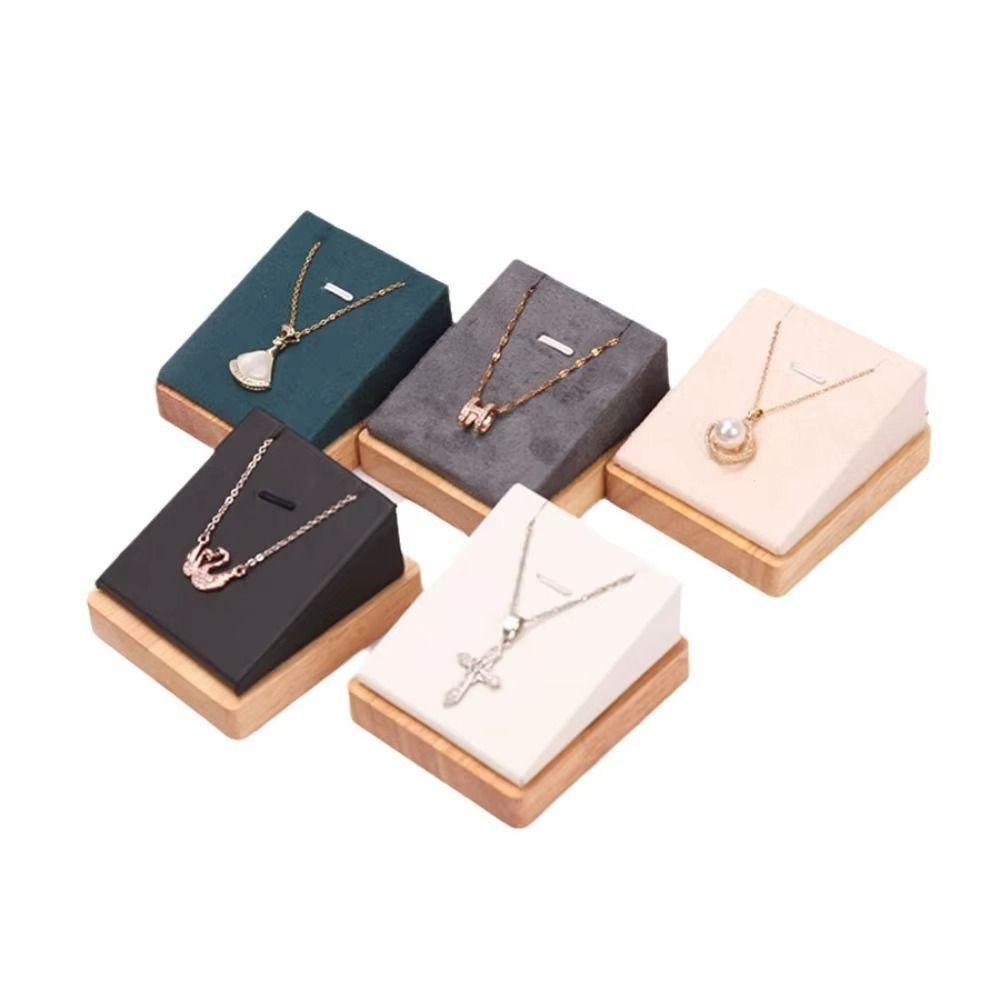 PU Leather/Velvet Wooden Necklace Display Stand Portable Necklace Storage Rack Home