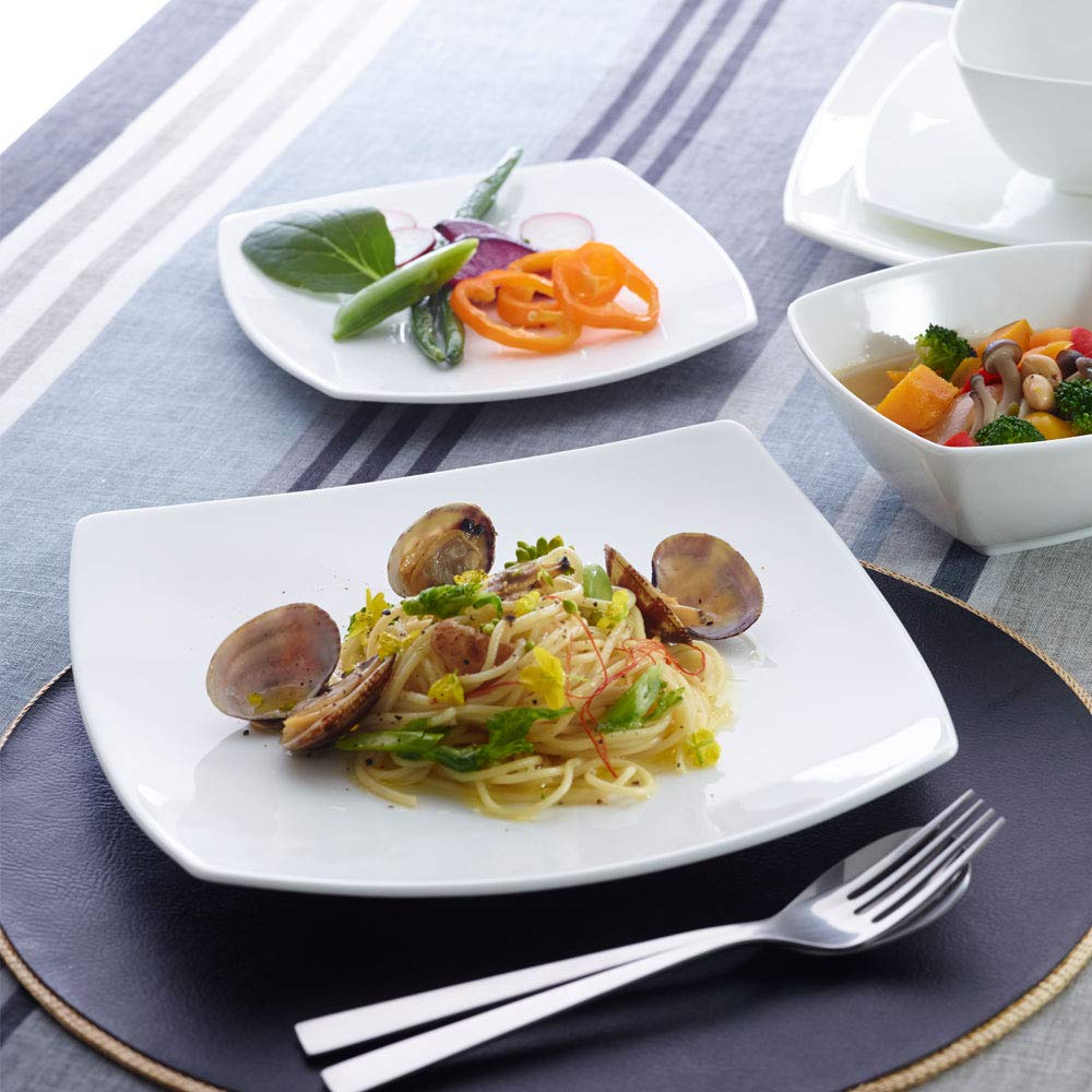 NARUMI Styles Square Dinner Plate (29cm diagonal, white) - Simple and stylish design. Suitable for dinner, lunch, or as a single-plate meal. Microwave