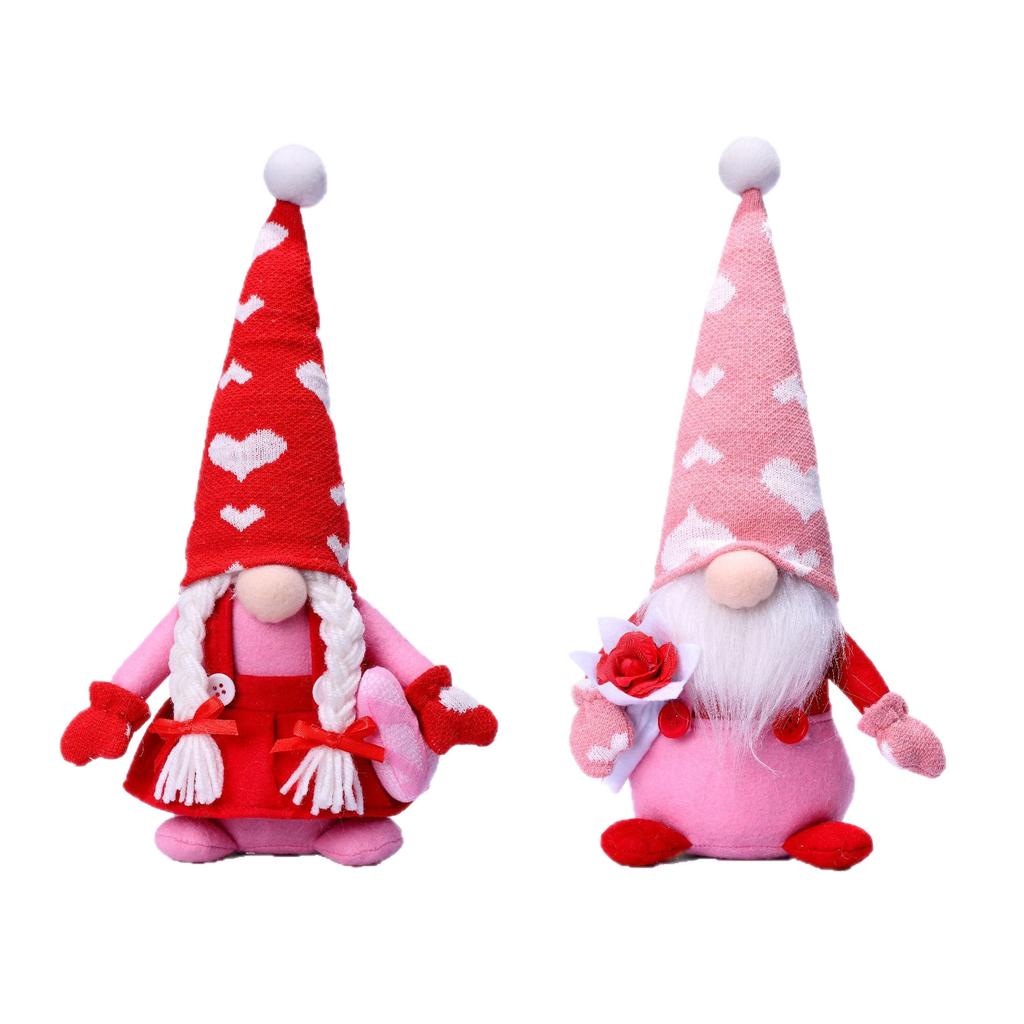 Valentine's Day Faceless Doll Dwarf Rose Heart Fairy Couple Figurine Decoration Christmas