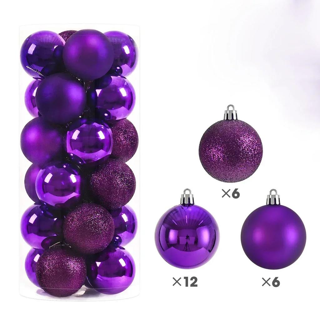 24Pcs 3cm Christmas Balls Xmas Tree Ornaments Hanging Pendants Home Party New Year  2025 Decor Gift