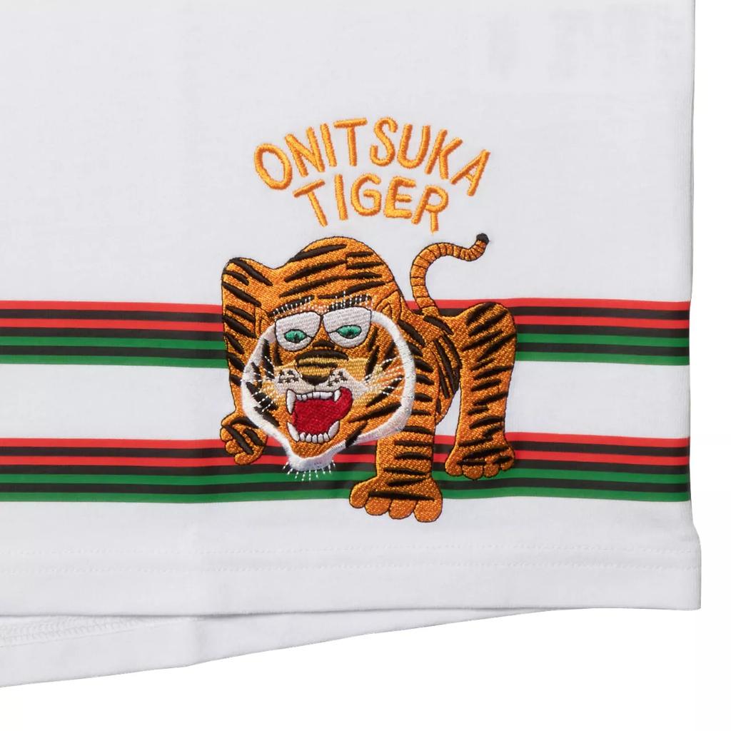 Onitsuka Tiger Graphic Tee Series Round Neck Comfortable Casual Short Sleeve T-Shirt Unisex Tops White 2183B377-100