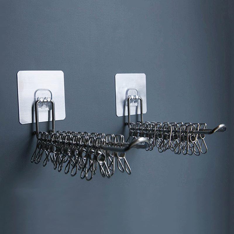 Versatile Wall-Mounted Hanger Storage Space-Saving Foldable Clothes Hanger Rack Windproof Anti-Slip Organizer