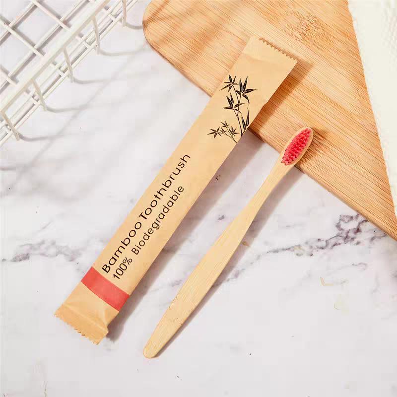 Disposable Bamboo Toothbrushes with Soft Nylon Bristles Eco Friendly Bamboo Fiber Dental Tool Individually Packed Paper Bags