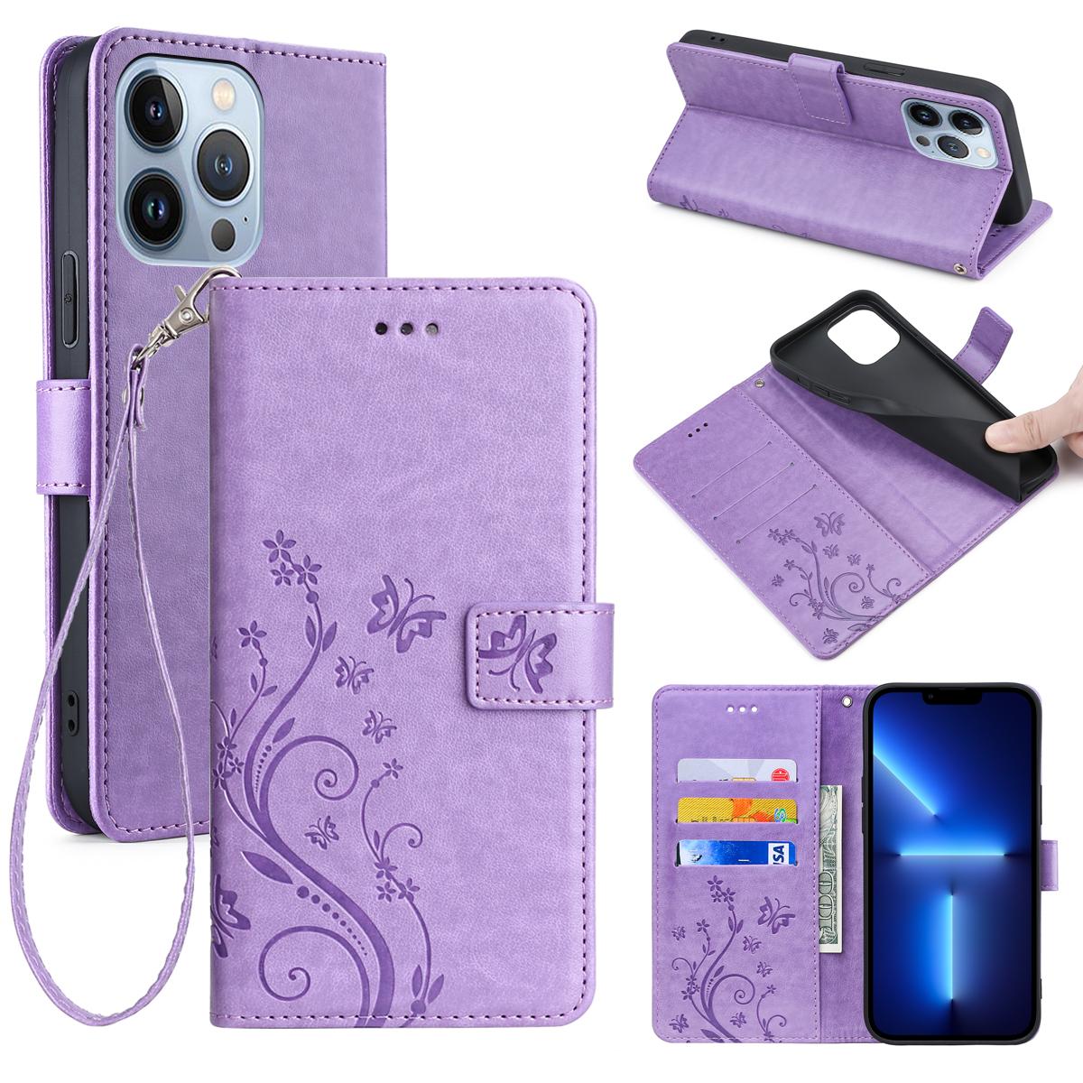 

Кожаный чехол-кошелек с тиснением в виде бабочки для iPhone 16 15 14 Plus 13 12 11 Pro Max Plus Samsung S25 S24 S23 S22 S21 Ultra Plus FE A16 A56 A15 A54 A55 iPhone 6/6S фиолетовый