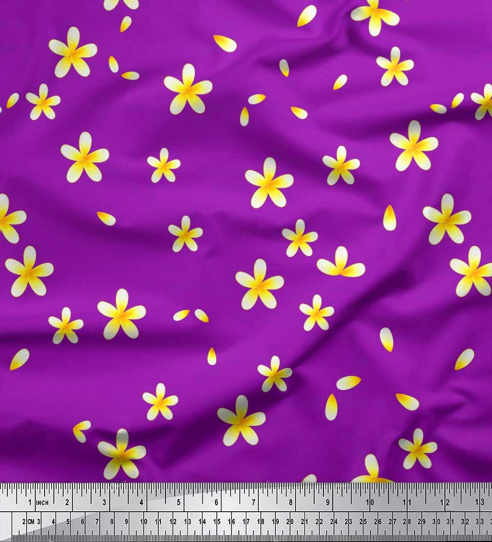 

Японська креп-атласна тканина Soimoi Plumeria Floral Decor Fabric Printed meter 42 Inch 42 Inch Wide - Poly Crepe фіолетовий