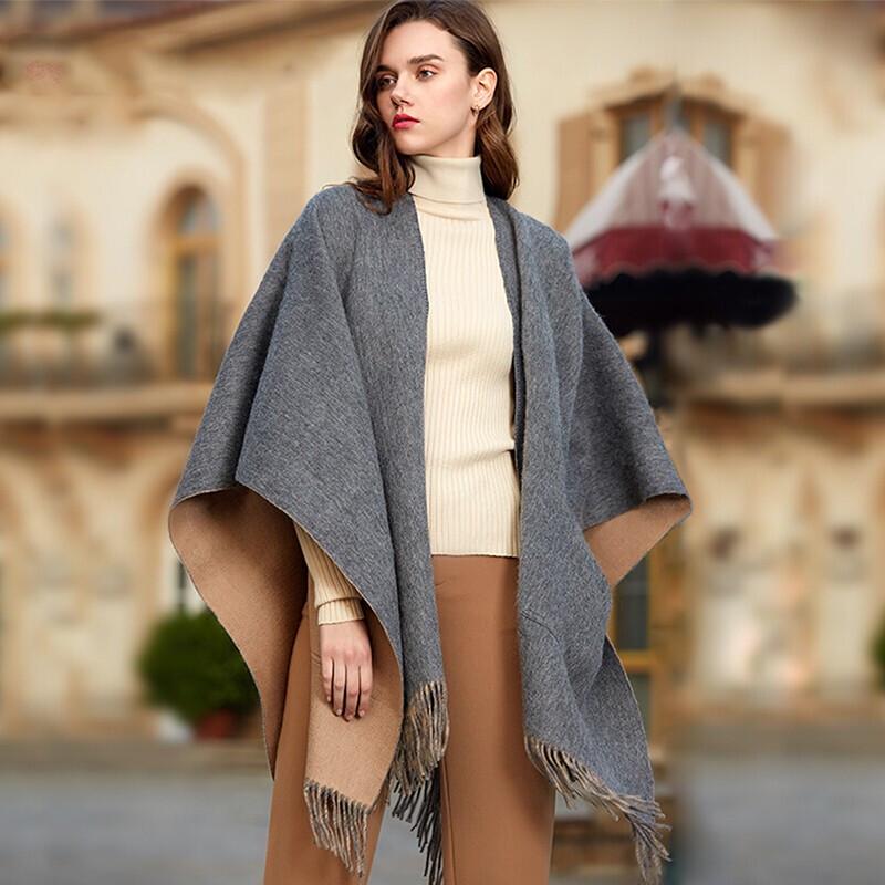 Women's 100% Wool Reversible Shawl