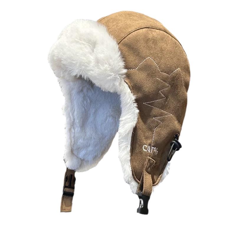 Winter Velvet Thickened Ear Flap Hat Windproof Warm Plush Soft Comfortable Outdoor Skiing Aviator Cap for Men and Women Unisex