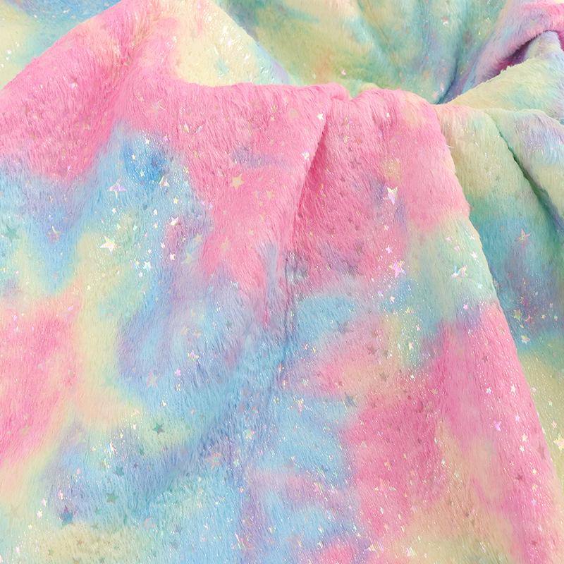 

Разноцветная плюшевая ткань с узором в виде звезд из кроличьего меха для домашнего текстиля, одежды, подушек, обуви и шляп