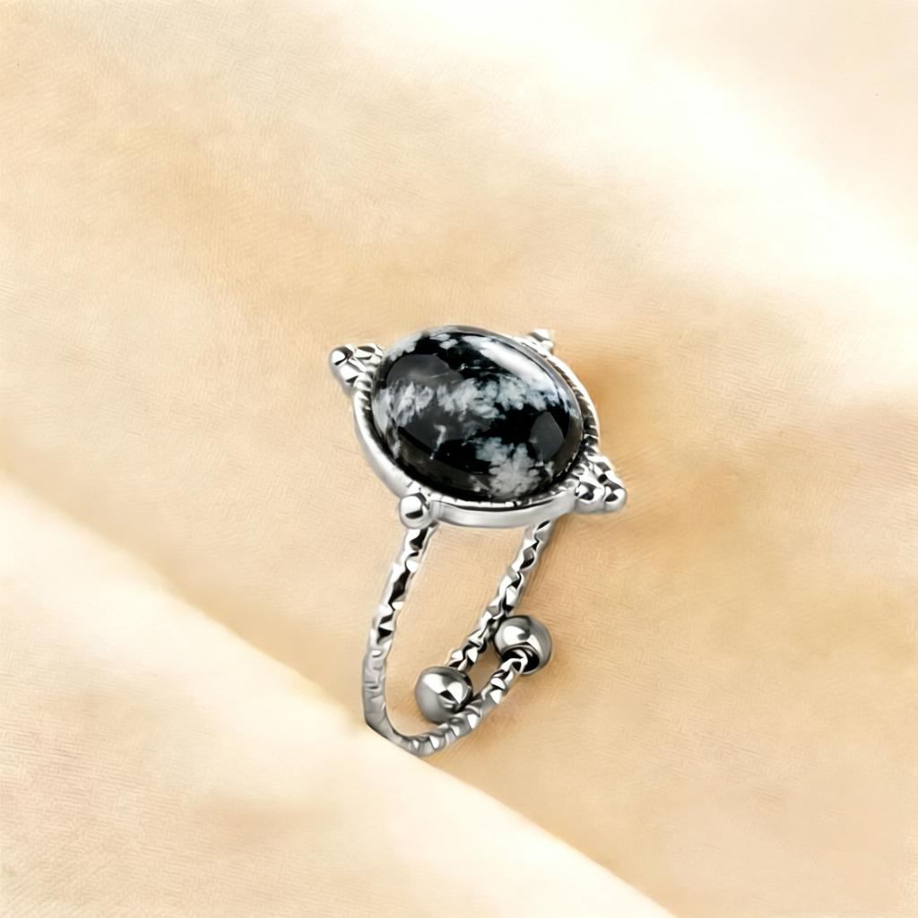 1pc Opening Adjustable Oval Geometry Fashion Ring For Men Women Decorate Fingers Jewelry Stainless Steel Rings