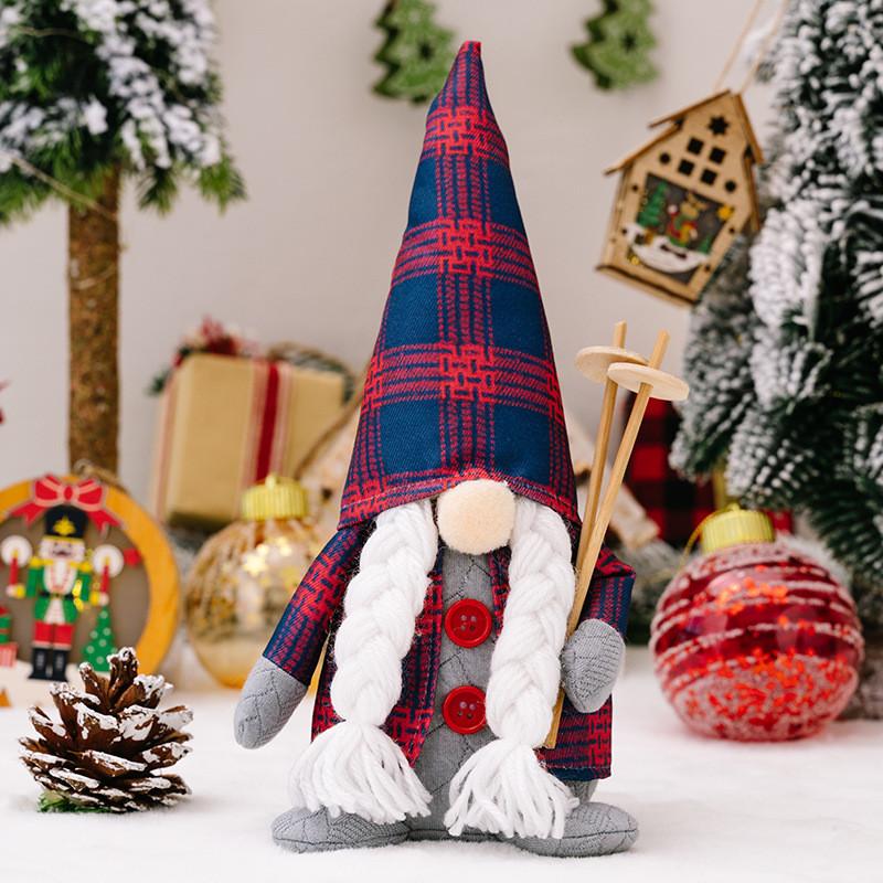 And Red Festive Blue Plaid Gnome Decoration Ideal For Cheerful Setups Christmas