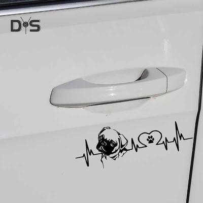 DYS autoveikals mopsis suns sirdspuksti atstarojošs automašīnas virsbūves loga uzlīmes uzlīmes