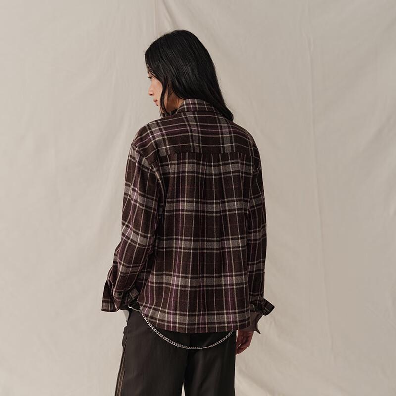 GREEN BELT Women's Wool Blend Plaid Faux Two-Piece Shirt