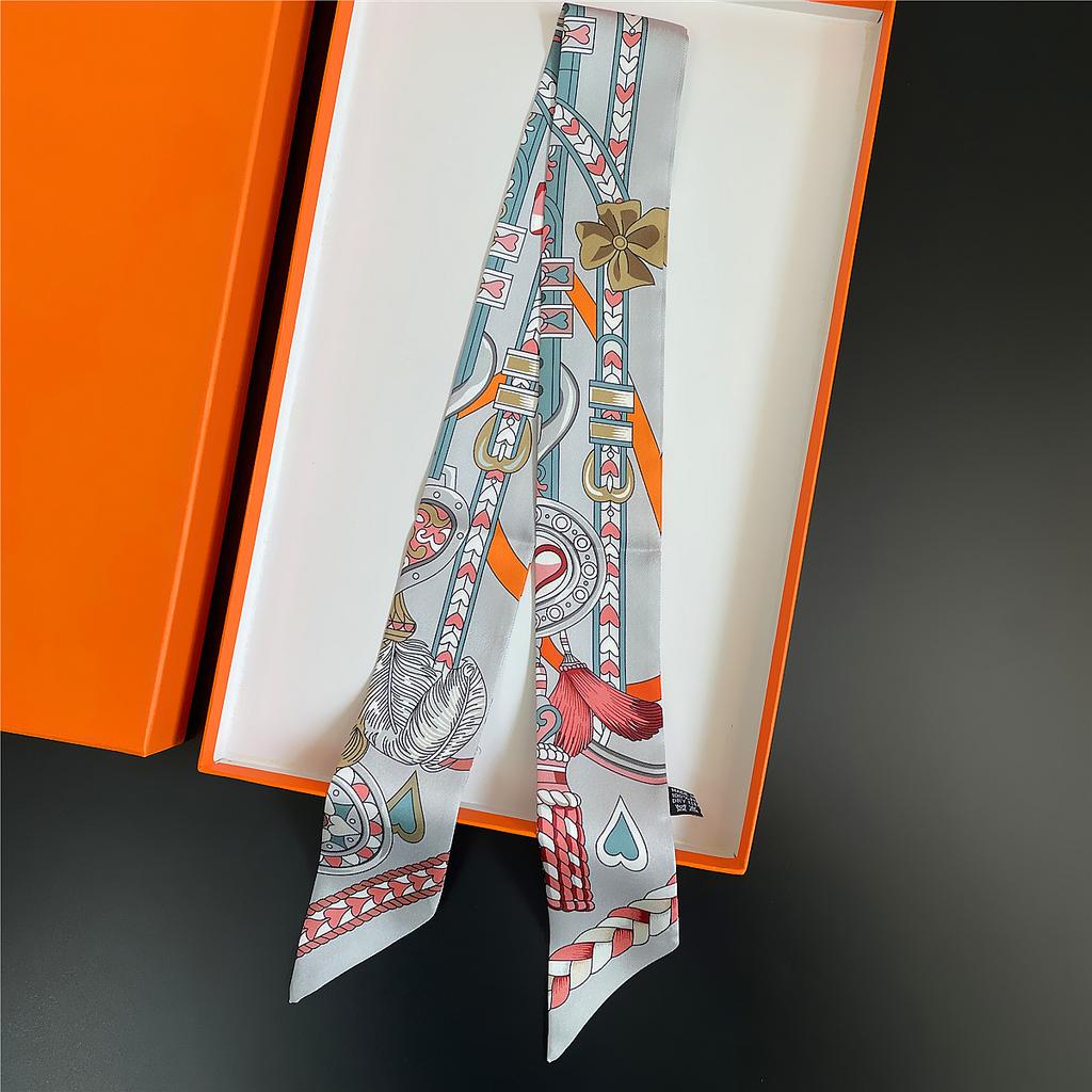 Gorgeous Saddle Twill Silk Scarf Women Fashion Scarf Luxury Skinny Bag Scarves Brand Design Foulard  Neckerchief Hair Headband