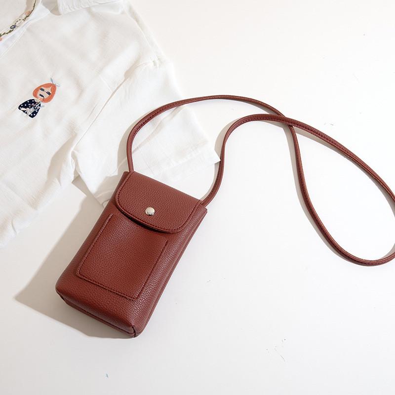 IELGY Adjustable Shoulder Strap High-End Soft Leather Cross-Body Mobile Phone Bag Shopping Walking Mini Pouch
